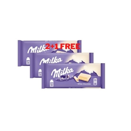 Picture of MILKA WHITE CHOCLATE 2+1 FREE 100GR